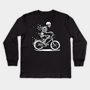 skeleton rides on bike Kids Long Sleeve T-Shirt